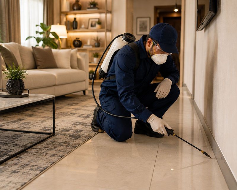 Ants control service treating an ant trail in Dubai