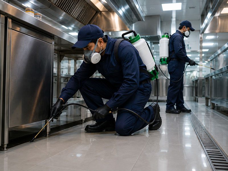 Pest control company carrying out a treatment at a Dubai property