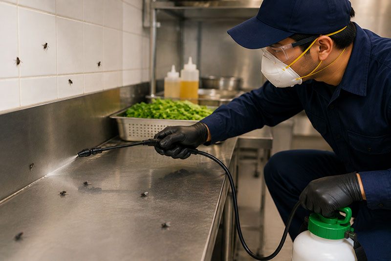 Locating a fly breeding source in a drain during a Dubai inspection