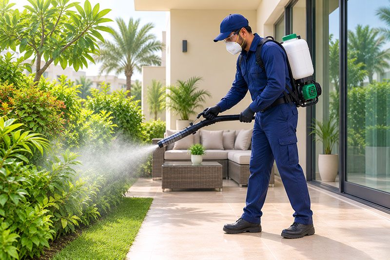 Mosquito breeding site treated with larvicide in Dubai