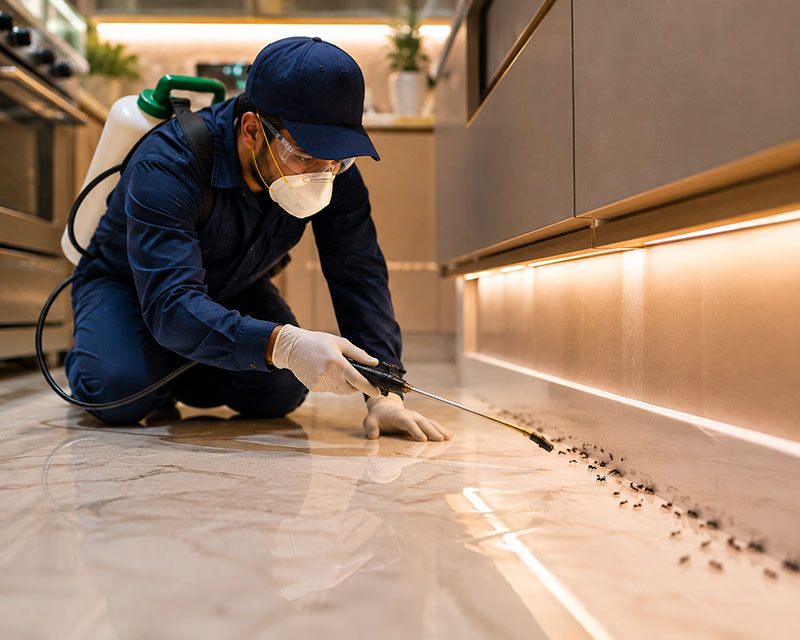 Ant control treatment being applied in a Dubai home