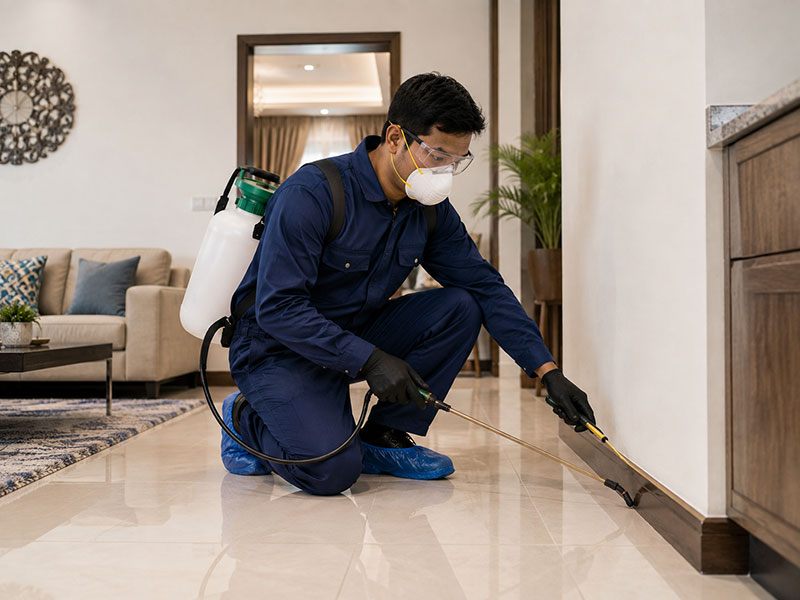 Residential pest control treatment in a Dubai home